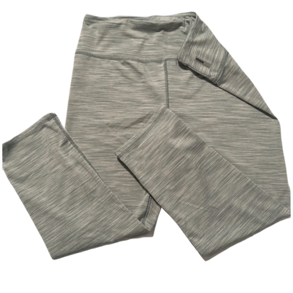BOGO! RBX Large light green & white capri poly/spandex leggings w waist pocket.